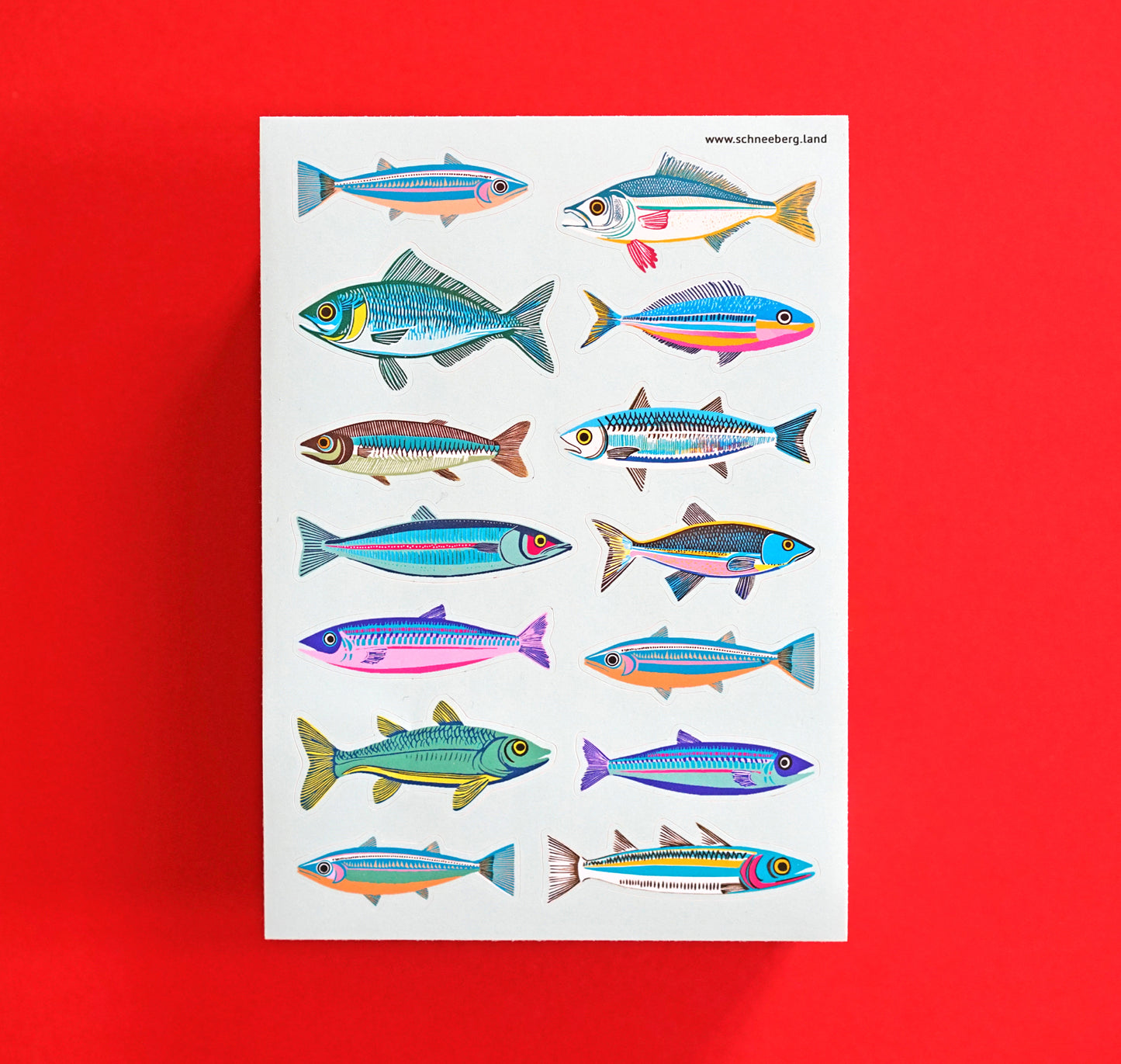 Anna-Lisa Schneeberger - Stickerbogen "14 Fische" (5 Stück)