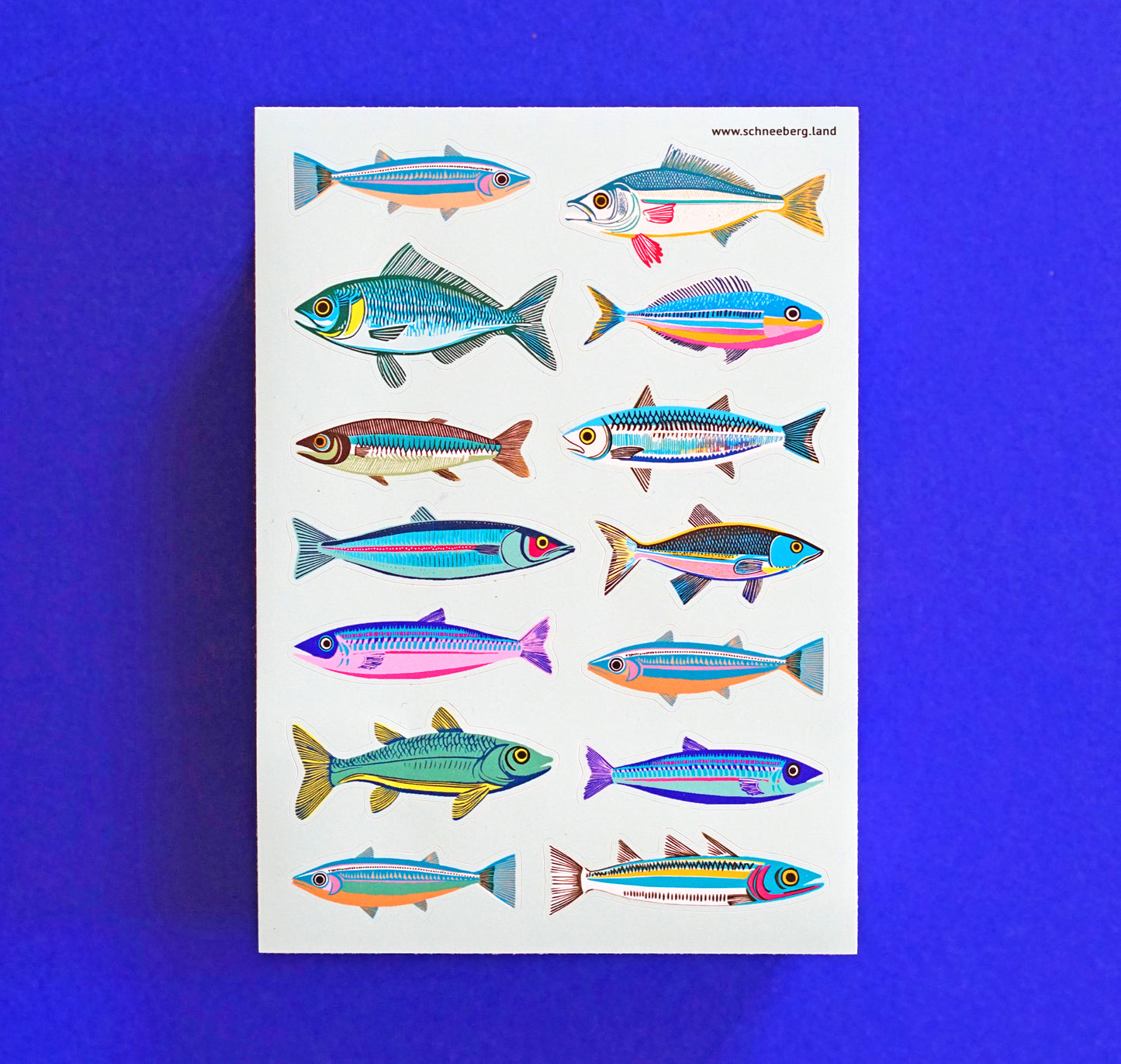 Anna-Lisa Schneeberger - Stickerbogen "14 Fische" (5 Stück)