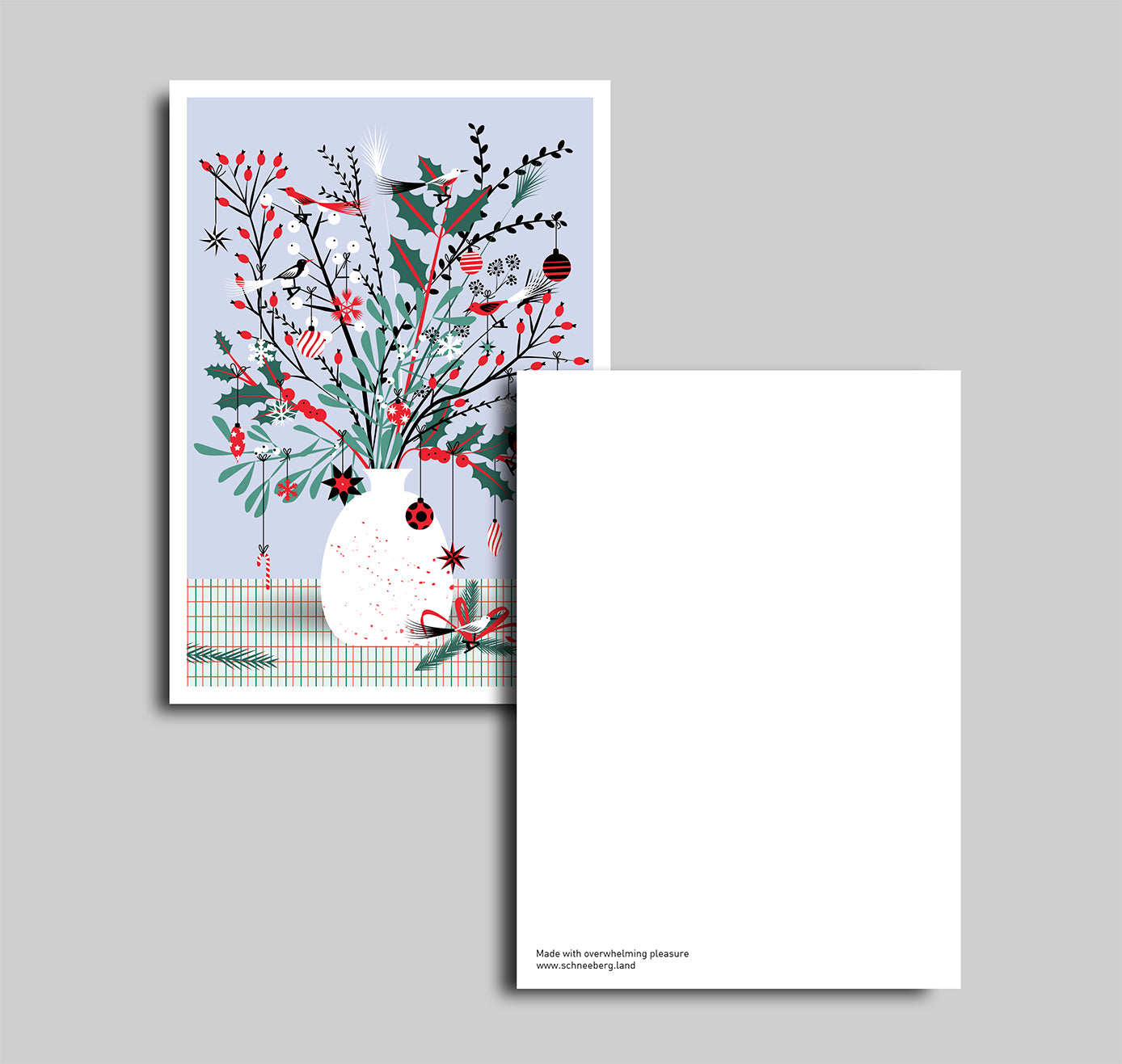 Anna-Lisa Schneeberger - Postkarte "Weihnachtsstrauss blau" (5 Stück)