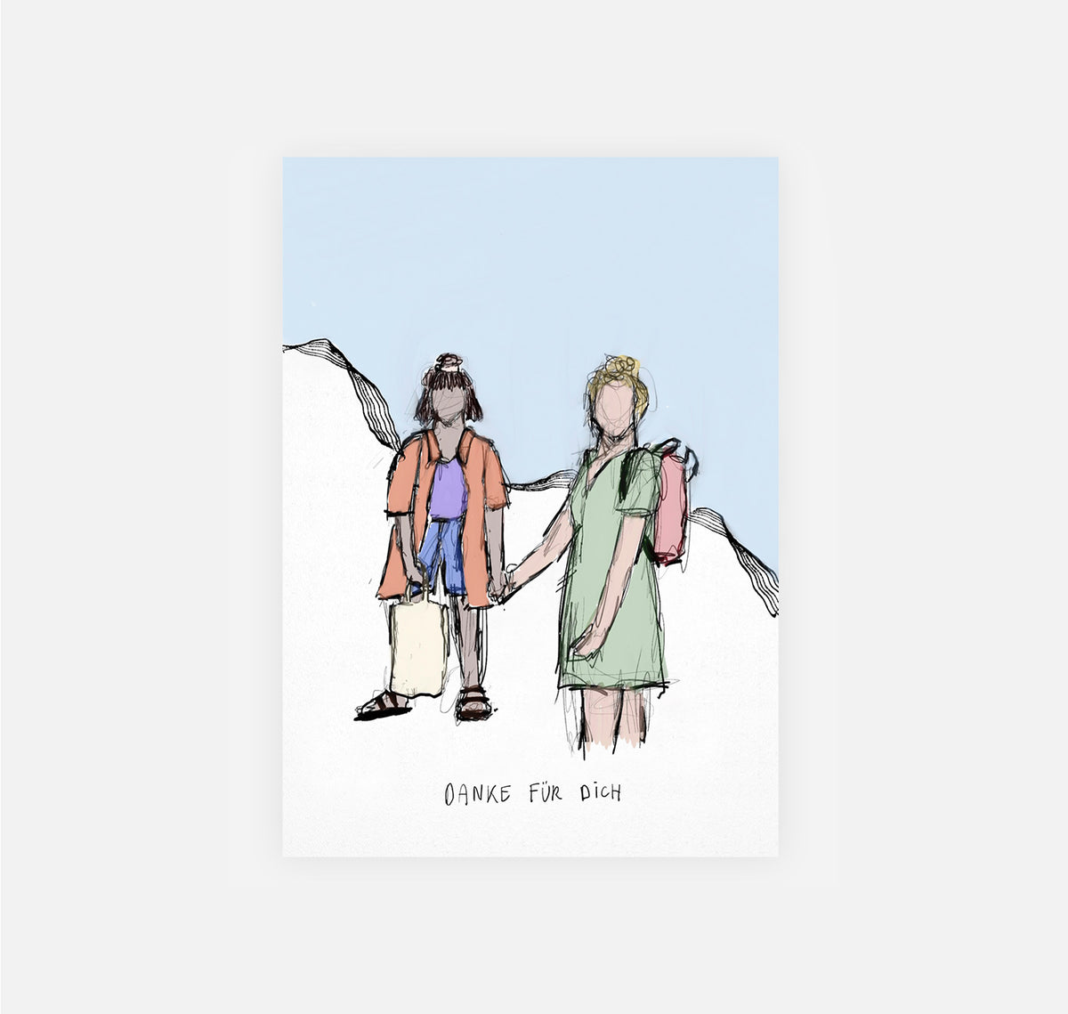 gsichtlos - Postkarte "danke für dich" (10 Stück)