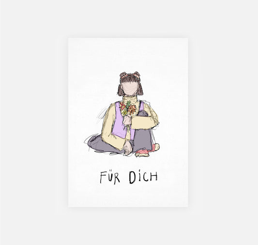 gsichtlos - Postkarte "für dich sitzend" (10 Stück)