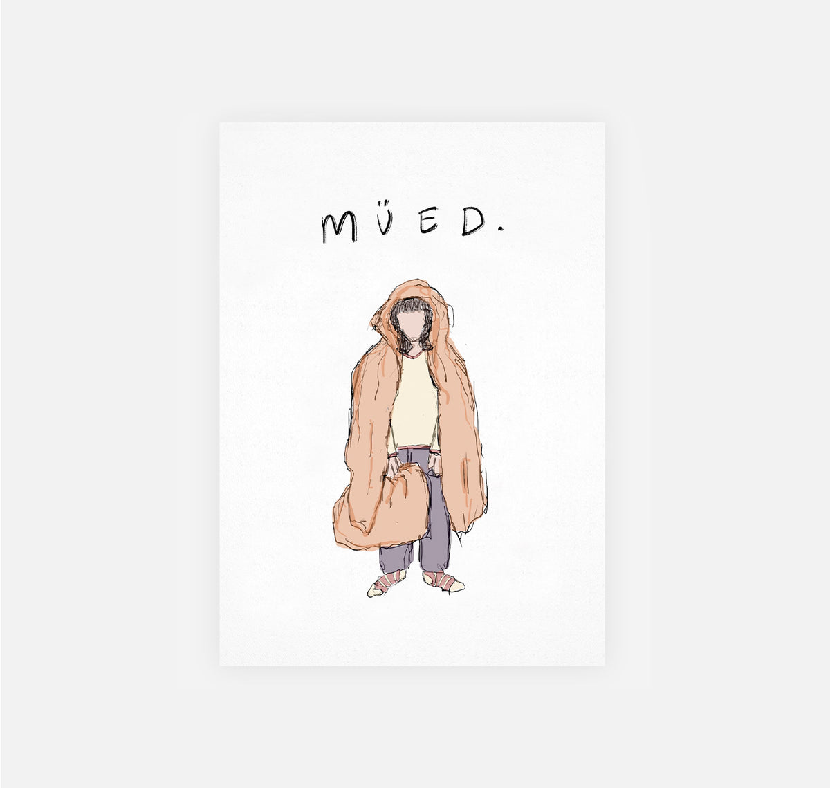 gsichtlos - Postkarte "Müed" (10 Stück)