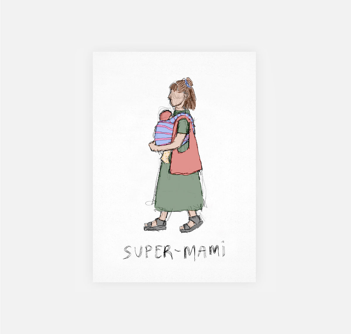 gsichtlos - Postkarte "Super Mami" (10 Stück)