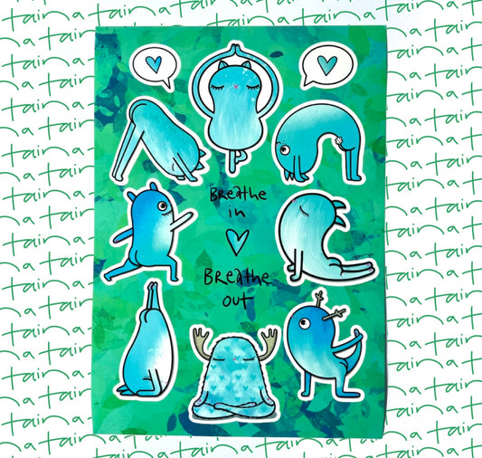 Taina - Stickerbogen "Yoga / breathe in - breathe out" (5 Stück)