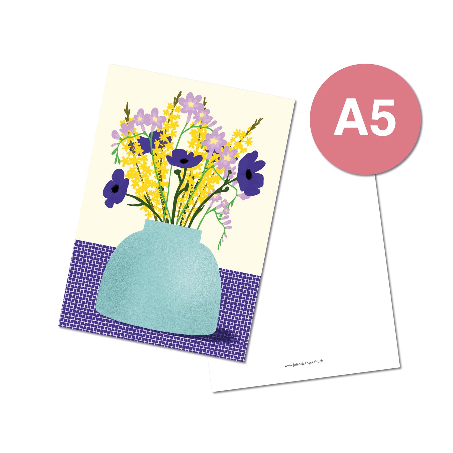 Jolanda Epprecht - Postkarte Extragross "Blaue Vase" (5 Stück)
