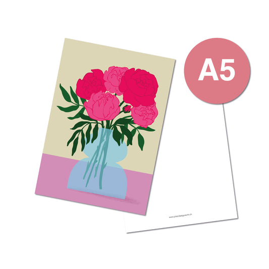 Jolanda Epprecht - Postkarte Extragross "Pfingstrosen" (5 Stück)