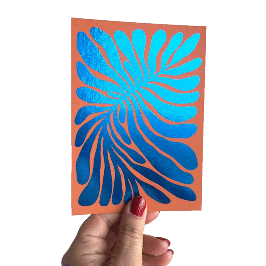Jolanda Epprecht - Postkarte "Blatt Blauglanz" (5 Stück)