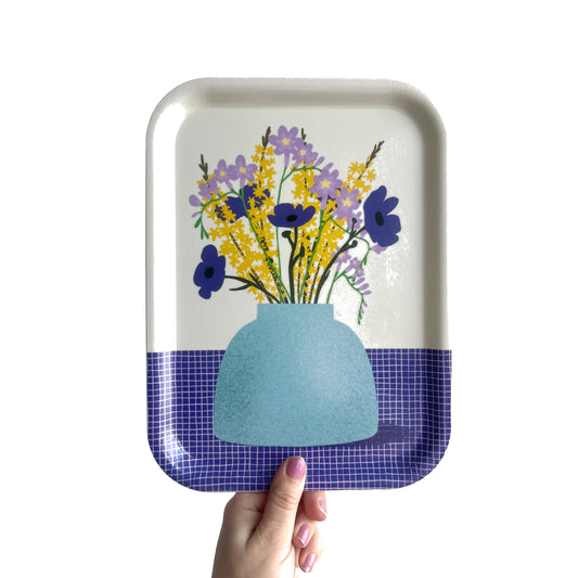 Jolanda Epprecht - Serviertablett "Blumen Violett-Gelb" (5 Stück)