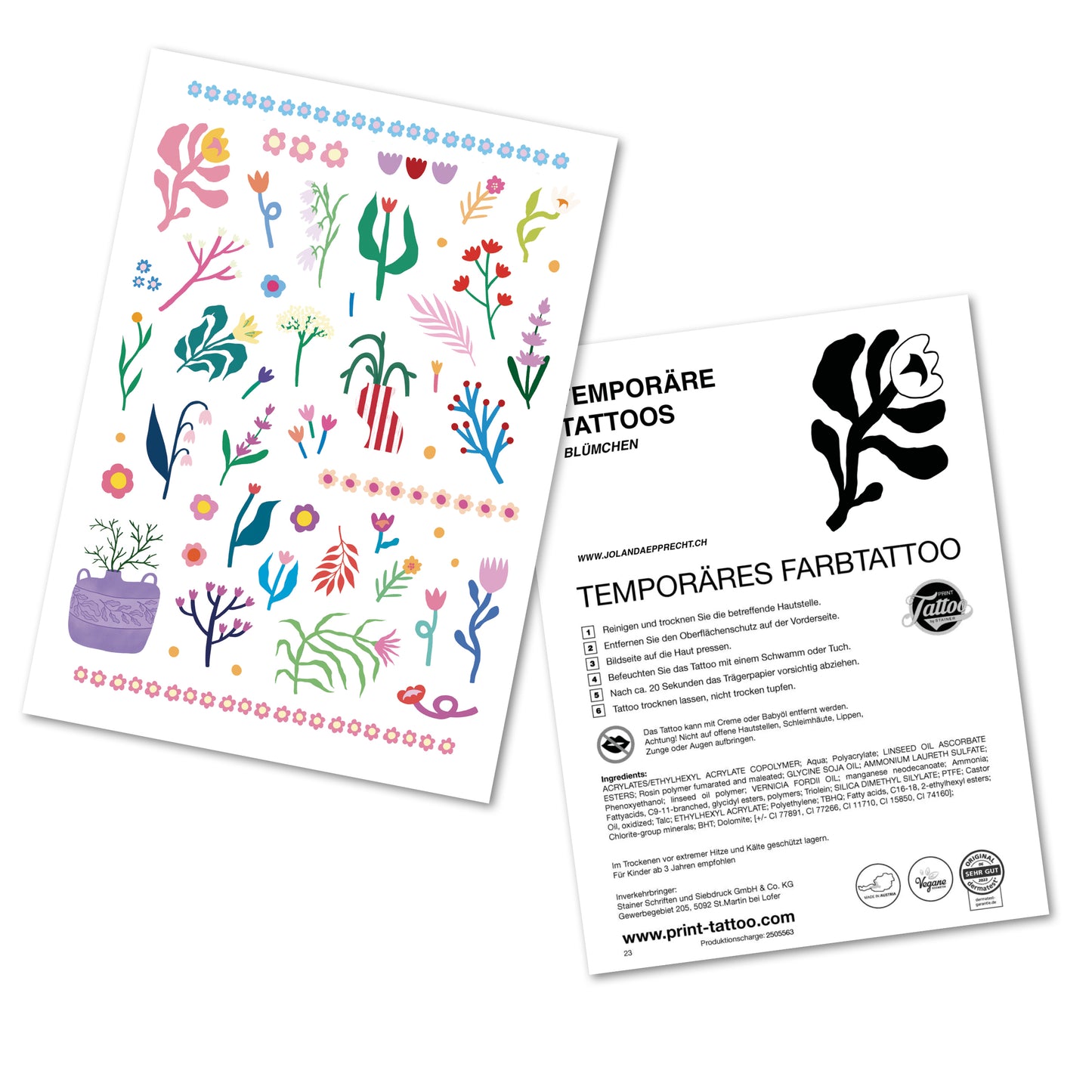 Jolanda Epprecht - Temporäre Tattoos „Blümchen“ (5 Stück)