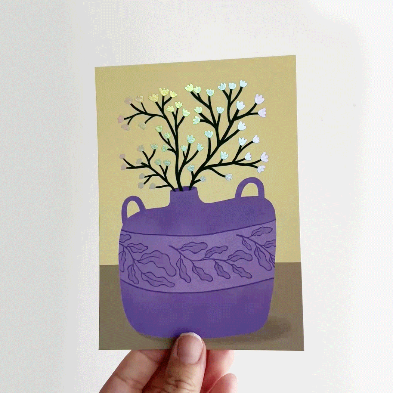 Jolanda Epprecht - Postkarte "Lila Vase" (5 Stück)