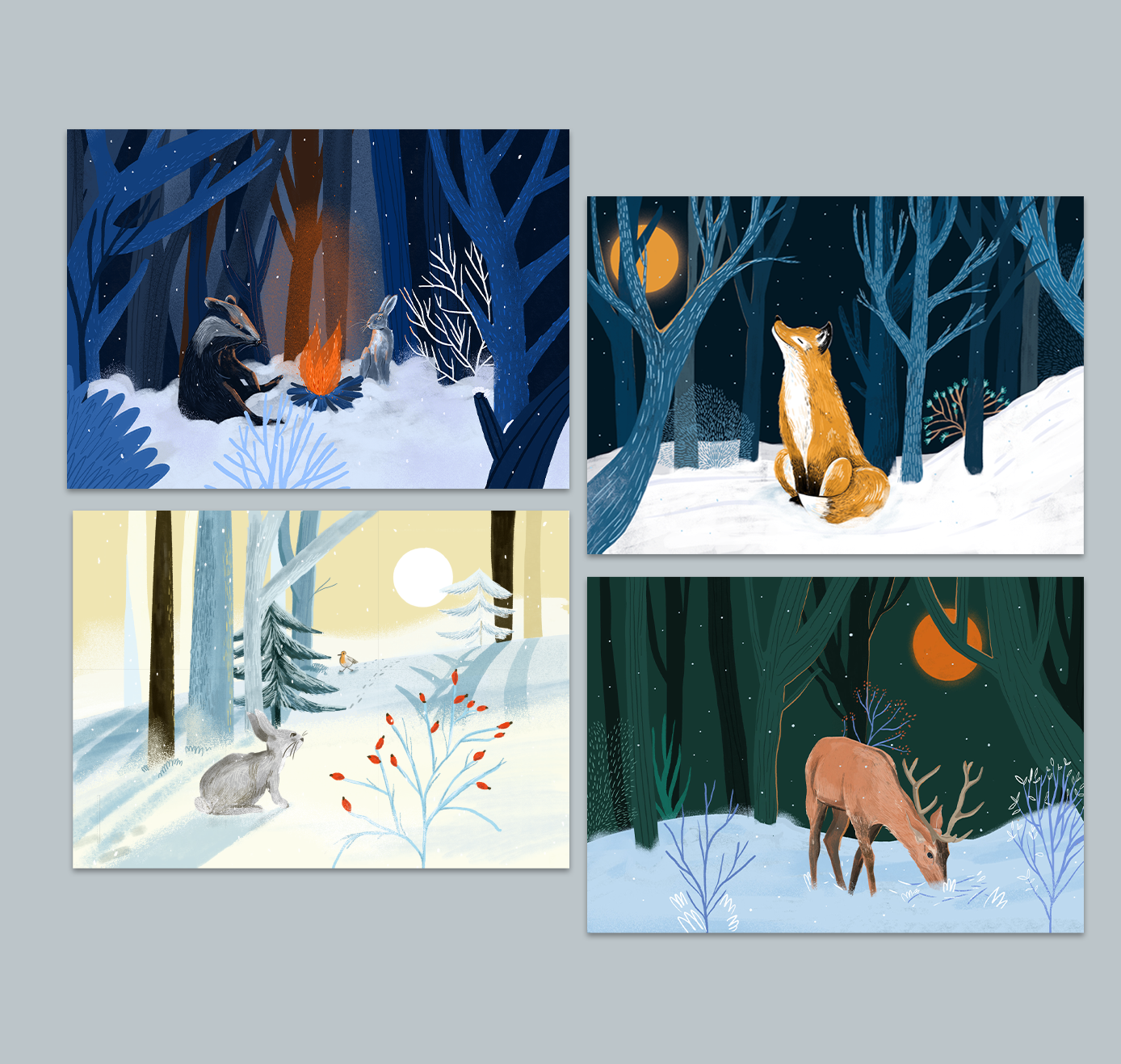 petrahilber - Kartenset "Im Wald" (5 Stück)