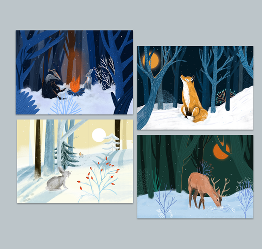 petrahilber - Kartenset "Im Wald" (5 Stück)