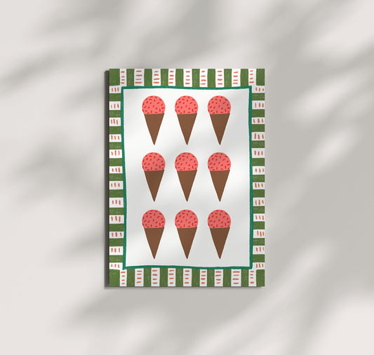 Pomba - Postkarte "Himbeer-Glacé" (10 Stück)